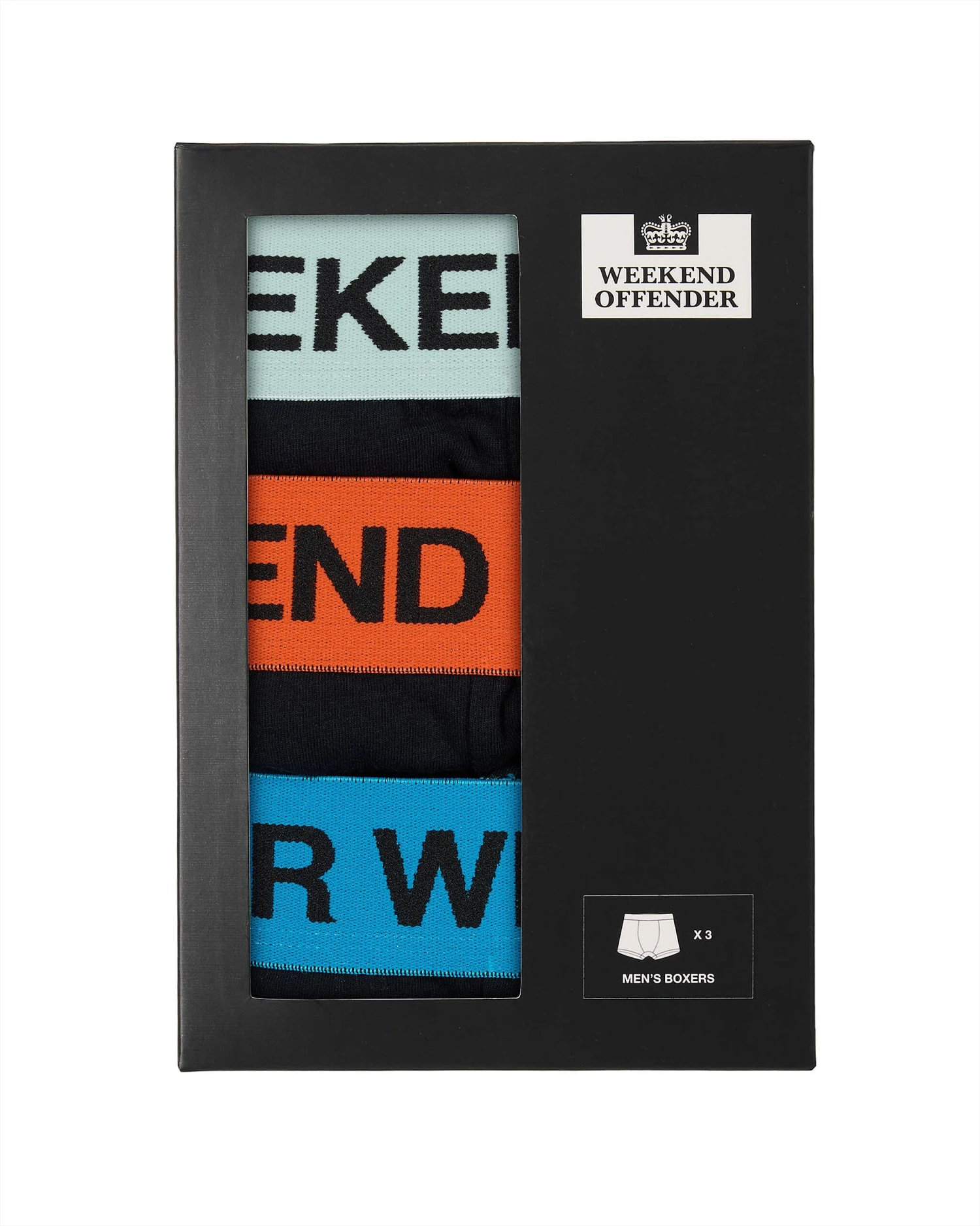 Weekend Offender Boxer Shorts Pack Of 3 Orange Peel/ Azure Blue/ Mint Tea Green 2 Weekend Offender Boxer Shorts Pack Of 3 Orange Peel/ Azure Blue/ Mint Tea Green - Image 2
