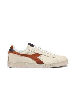Weekend Offender Diadora Game L Low Waxed Suede Pop Trainers White/Rust
