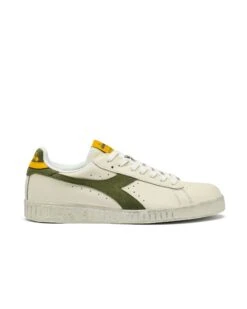 Weekend Offender Diadora Game L Low Waxed Suede Pop Trainers White/Deep Lichen Green