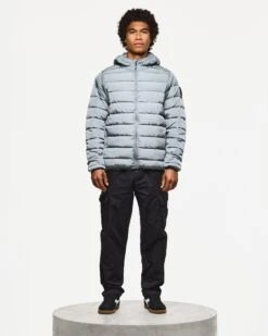 Weekend Offender La Guardia Puffer Jacket Porpoise Grey -Weekend Offender JK3A02 LA GUARDIA PORPOISE 3867 MODEL LEAD IMAGE