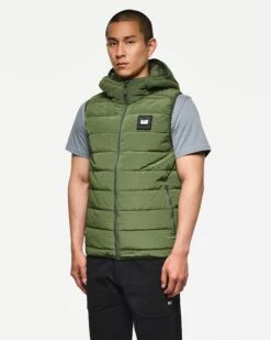 Weekend Offender Toronto Hooded Gilet Bay Leaf Green -Weekend Offender JK3A03 TORONTO BAYLEAF 11462