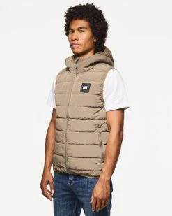 Weekend Offender Toronto Hooded Gilet Tobacco Brown -Weekend Offender JK3A03 TORONTO TOBACCO 3997 MODEL