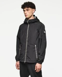 Weekend Offender Campania Check Windbreaker Jacket Black -Weekend Offender JK3A29 CAMPANIA BLACK 3376 MODEL LEAD IMAGE