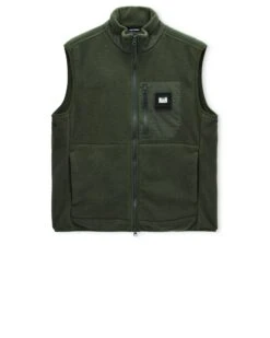 Weekend Offender Blaine Polar Fleece Gilet Black Forest Green