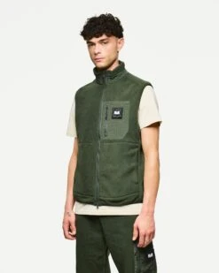 Weekend Offender Blaine Polar Fleece Gilet Black Forest Green -Weekend Offender JK3A54 BLAINE BLACK FOREST 3071 MODEL
