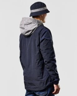 Weekend Offender Saunders Parachute Jacket Navy/House Check -Weekend Offender JKAW2310 SAUNDERS NAVY HOUSE CHECK 1413 MODEL