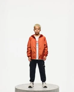 Weekend Offender Kids Technician Fleece Lined Jacket Sunset Orange -Weekend Offender KIDSTS3A01 5422 MODEL LEAD IMAGE