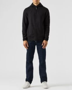 Weekend Offender Enzo Knitted Zip Hooded Sweater Black -Weekend Offender KWAW2303 ENZO BLACK 1985 MODEL