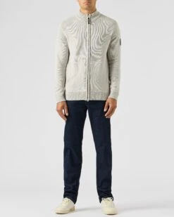 Weekend Offender Dexter Knitted Zip Sweater Strato Grey -Weekend Offender KWAW2309 DEXTER STRATO GREY 1960 MODEL