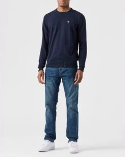 Weekend Offender Solace Knitted Sweater Navy -Weekend Offender KWAW2310 SOLACE NAVY 0046 MODEL