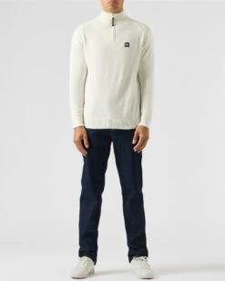 Weekend Offender Pierre Knitted Quarter Zip Sweater Winter White -Weekend Offender KWAW2311 PIERRE WINTER WHITE 1978 MODEL