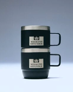Weekend Offender Outdoor Stackable Mug Black -Weekend Offender Metal Mugs Banner 4x5 1