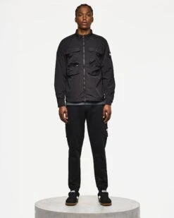 Weekend Offender Shields Over-Shirt Black -Weekend Offender OS3A05 SHIELDS BLACK 11830 MODEL LEAD IMAGE