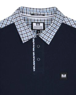 Weekend Offender Costa Polo Shirt Navy/Blue House Check -Weekend Offender POAW23 10 COSTA NAVY 0948
