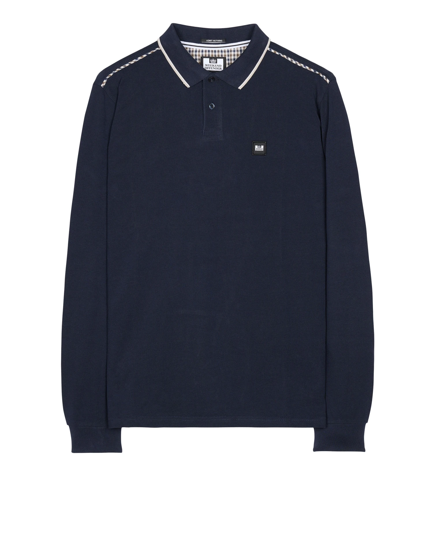 Weekend Offender Carola Long Sleeve Polo Shirt Navy/House Check 1 Weekend Offender Carola Long Sleeve Polo Shirt Navy/House Check