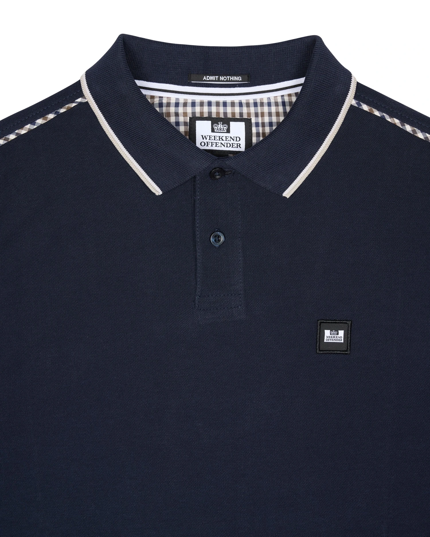 Weekend Offender Carola Long Sleeve Polo Shirt Navy/House Check 5 Weekend Offender Carola Long Sleeve Polo Shirt Navy/House Check - Image 5