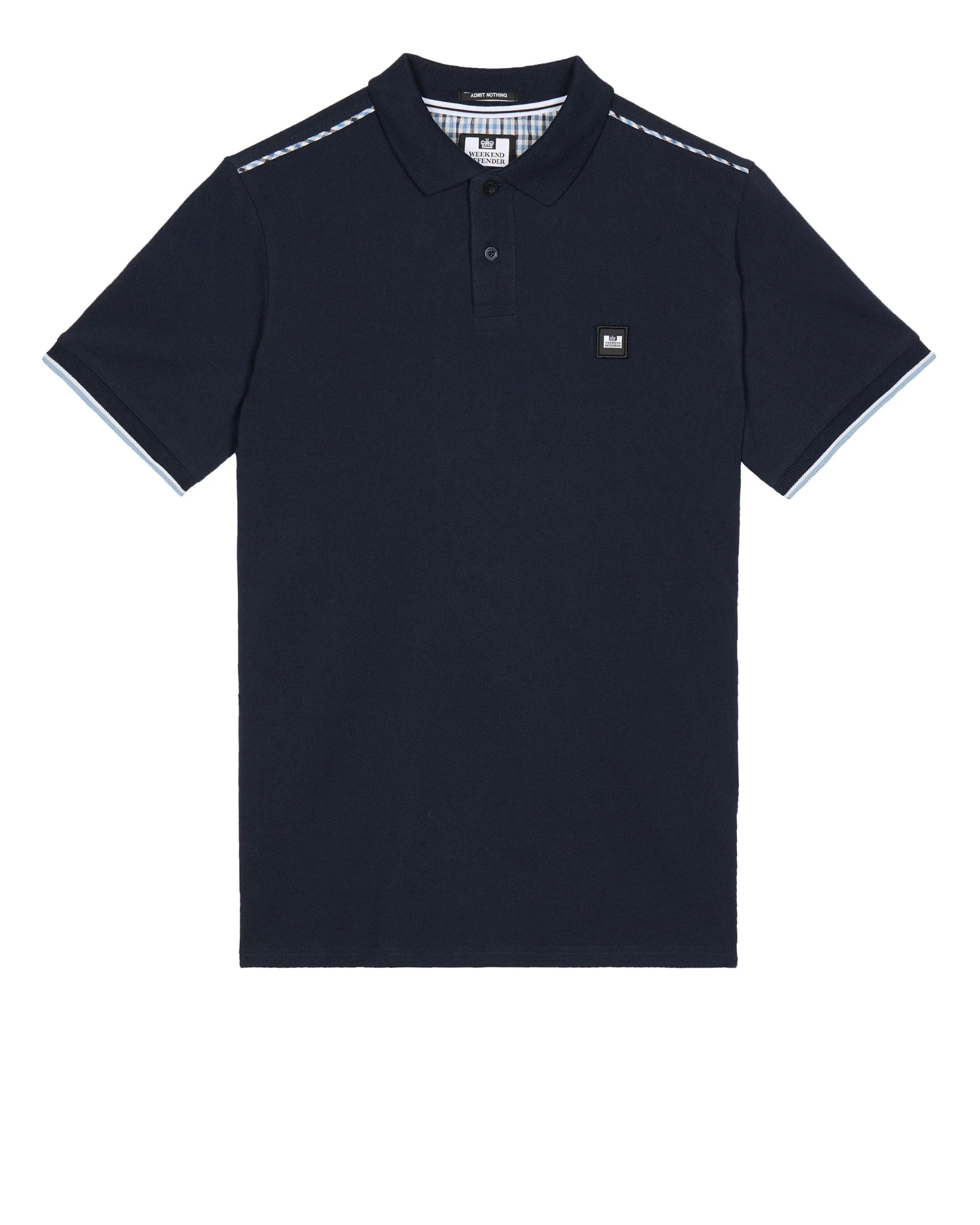 Weekend Offender Sakai Polo Shirt Navy/Blue House Check 1 Weekend Offender Sakai Polo Shirt Navy/Blue House Check