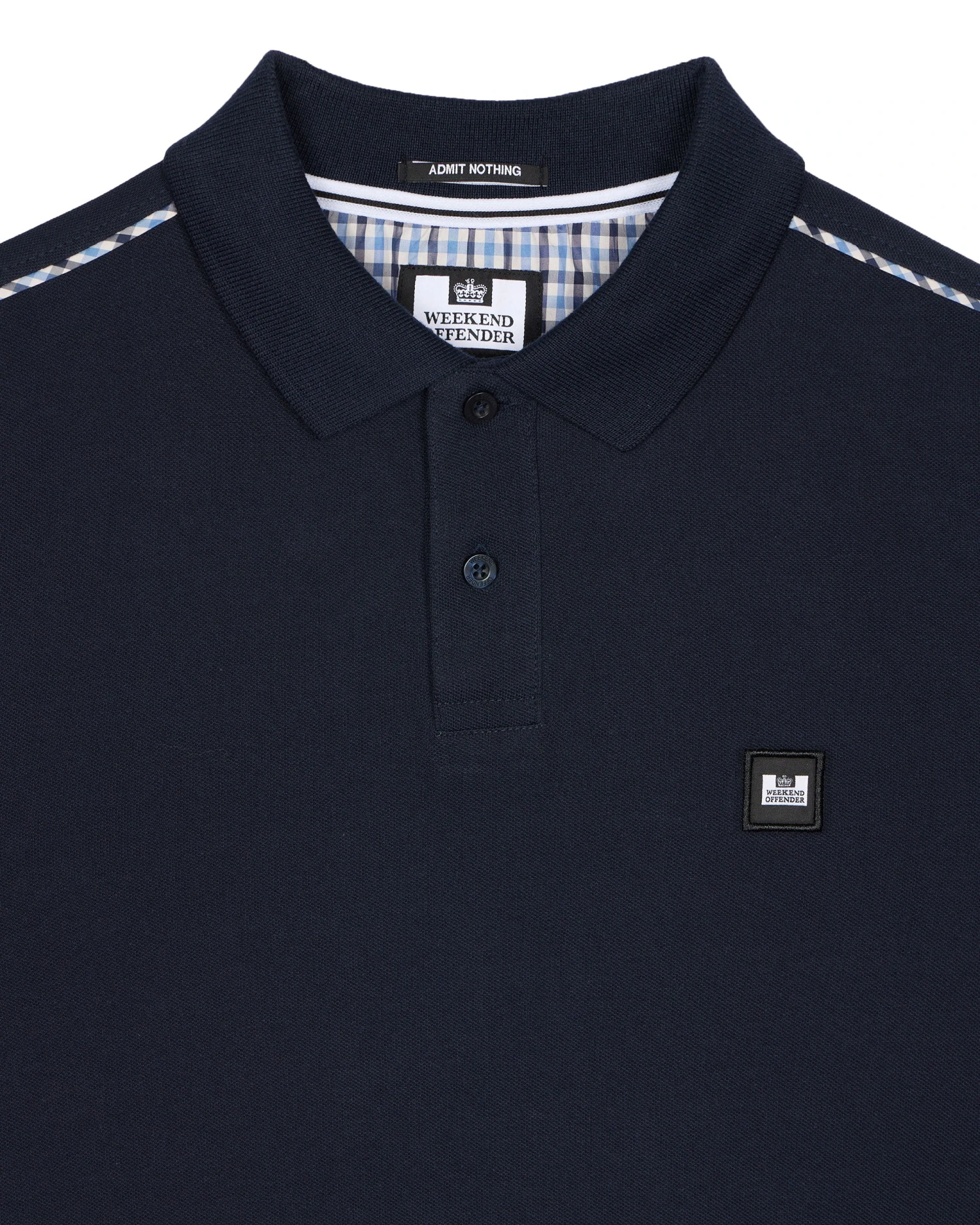 Weekend Offender Sakai Polo Shirt Navy/Blue House Check 5 Weekend Offender Sakai Polo Shirt Navy/Blue House Check - Image 5