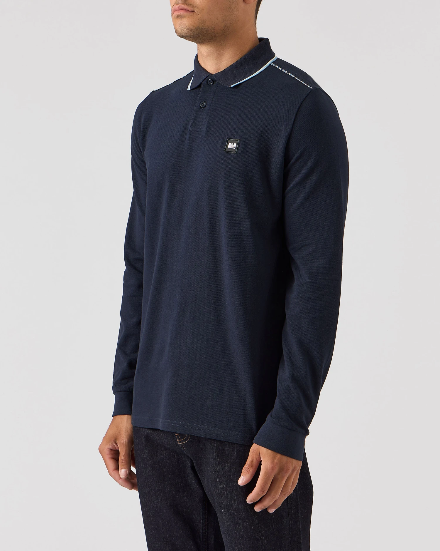 Weekend Offender Carola Long Sleeve Polo Shirt Navy/Blue House Check 2 Weekend Offender Carola Long Sleeve Polo Shirt Navy/Blue House Check - Image 2