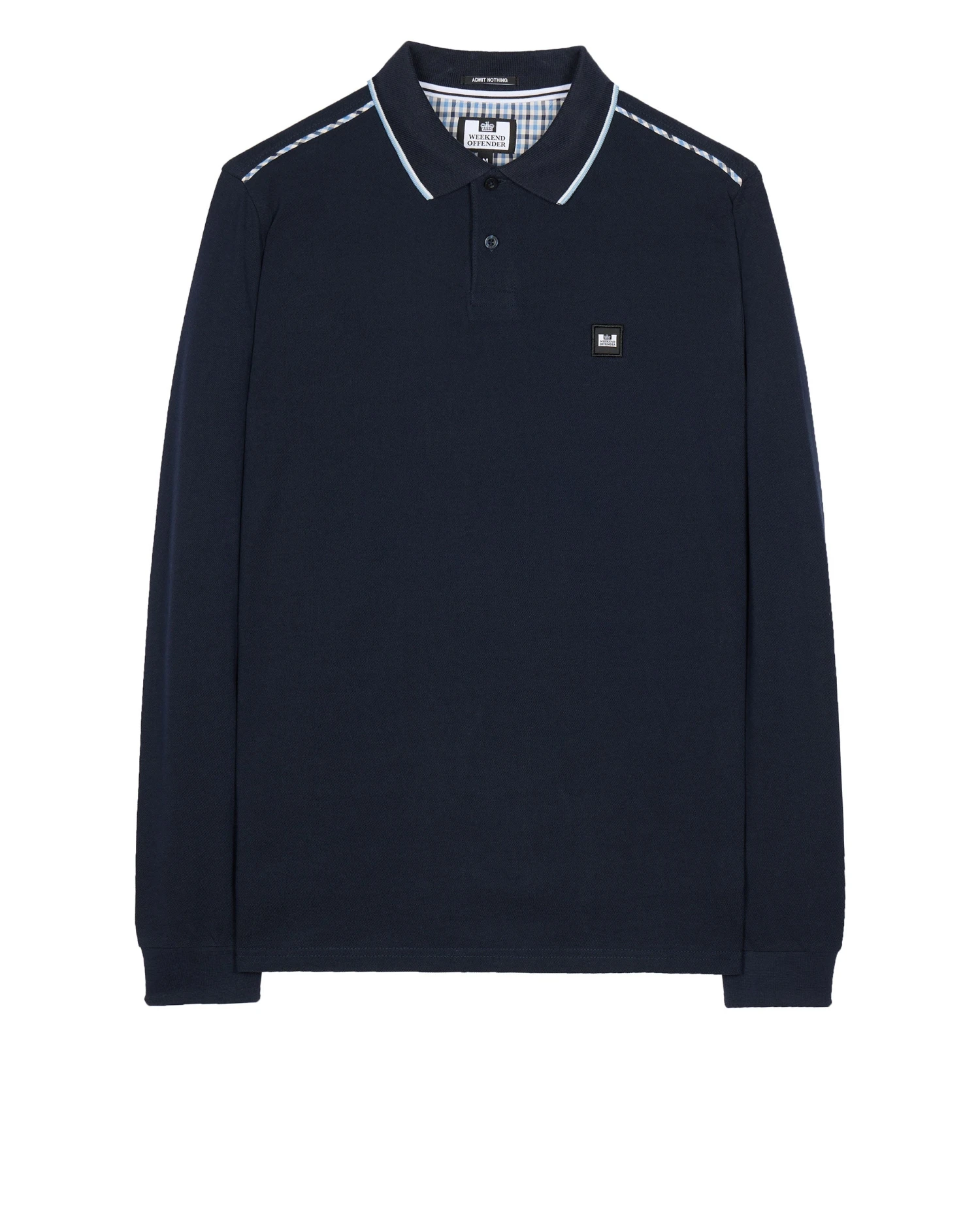 Weekend Offender Carola Long Sleeve Polo Shirt Navy/Blue House Check 1 Weekend Offender Carola Long Sleeve Polo Shirt Navy/Blue House Check
