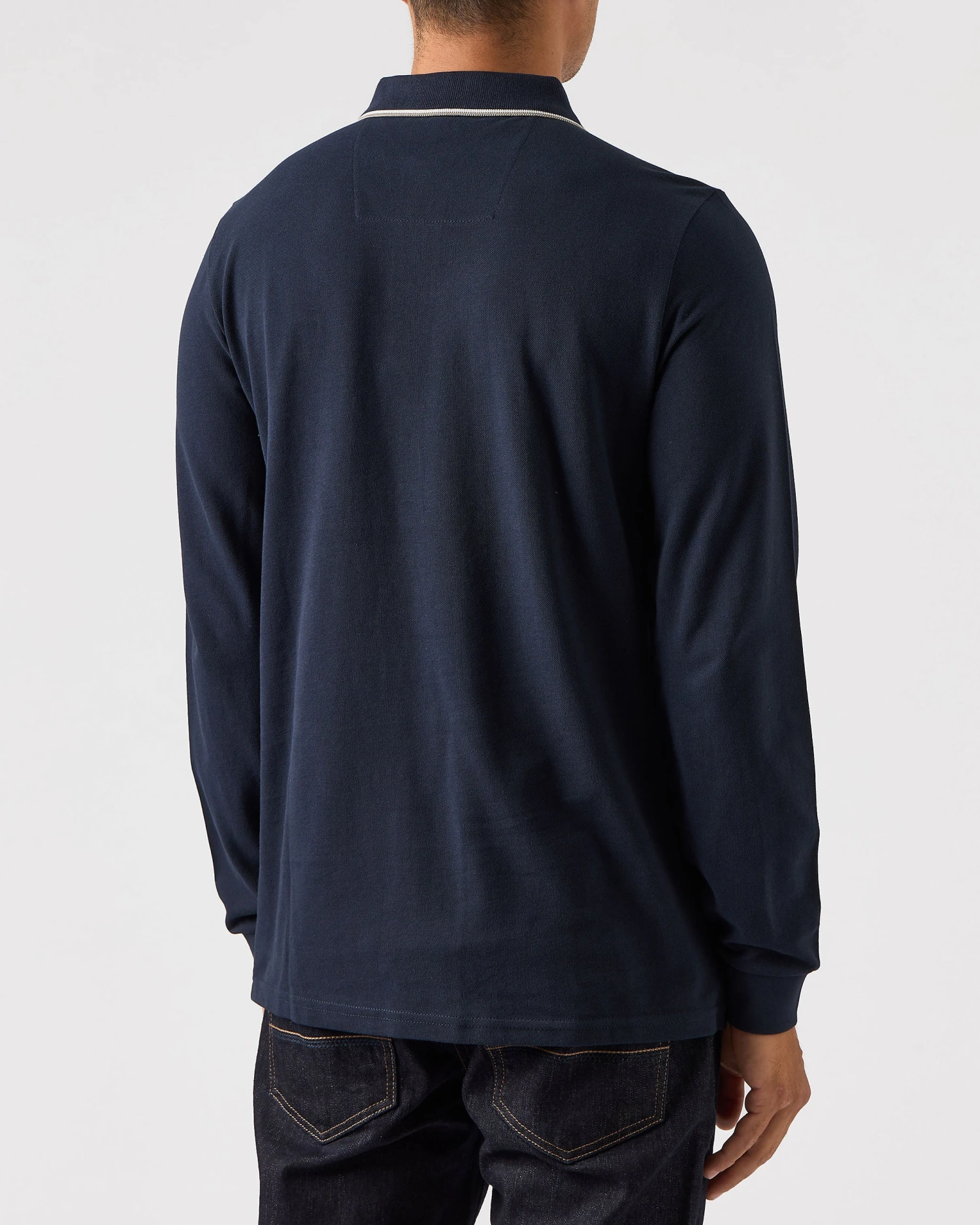 Weekend Offender Carola Long Sleeve Polo Shirt Navy/House Check 4 Weekend Offender Carola Long Sleeve Polo Shirt Navy/House Check - Image 4