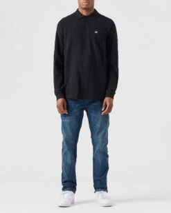 Weekend Offender Dice Long Sleeve Polo Shirt Black -Weekend Offender POAW2320 DICE BLACK 0187 MODEL