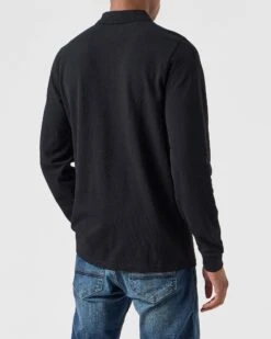 Weekend Offender Dice Long Sleeve Polo Shirt Black -Weekend Offender POAW2320 DICE BLACK 0189 MODEL