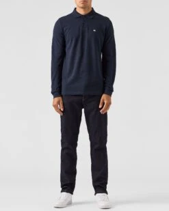 Weekend Offender Dice Long Sleeve Polo Shirt Navy -Weekend Offender POAW2320 DICE NAVY 0605 MODEL