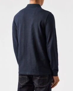 Weekend Offender Dice Long Sleeve Polo Shirt Navy -Weekend Offender POAW2320 DICE NAVY 0607 MODEL