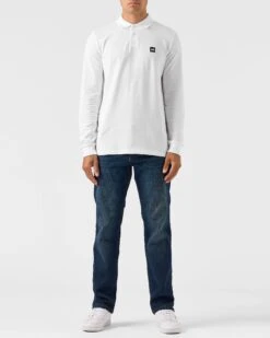 Weekend Offender Dice Long Sleeve Polo Shirt White -Weekend Offender POAW2320 DICE WHITE 0522 MODEL
