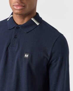 Weekend Offender Boman Long Sleeve Polo Shirt Navy -Weekend Offender POAW2323 BOMAN NAVY 0212 MODEL