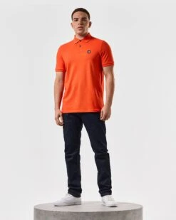 Weekend Offender Caneiros Polo Shirt Pure Orange -Weekend Offender POSS2401 CANEIROS PURE ORANGE 5039 MODEL