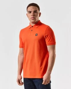 Weekend Offender Caneiros Polo Shirt Pure Orange -Weekend Offender POSS2401 CANEIROS PURE ORANGE 5041 MODEL