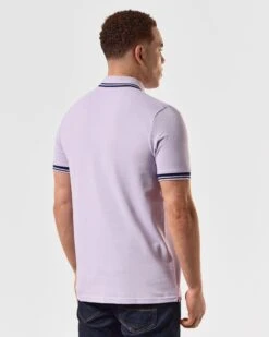 Weekend Offender Levanto Polo Shirt Periwinkle/Bright Navy -Weekend Offender POSS2408 LEVANTO PERIWINKLE 5099 MODEL