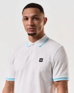 Weekend Offender Levanto Polo Shirt White/Saltwater Blue -Weekend Offender POSS2408 LEVANTO WHITE 7237