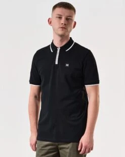 Weekend Offender Shore Polo Shirt Black -Weekend Offender POSS2410 SHORE BLACK 6373 MODEL