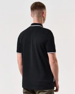 Weekend Offender Shore Polo Shirt Black -Weekend Offender POSS2410 SHORE BLACK 6377 MODEL