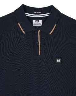 Weekend Offender Rivas Polo Shirt Navy/Cognac Brown -Weekend Offender POSS2411 RIVAS NAVY 10737