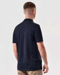 Weekend Offender Rivas Polo Shirt Navy/Cognac Brown -Weekend Offender POSS2411 RIVAS NAVY 5809 MODEL