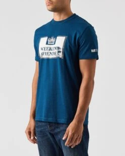 Weekend Offender Bonpensiero Graphic T-Shirt Juniper Blue -Weekend Offender PTAW2316 BONPENSIERO JUNIPER 0338 MODEL