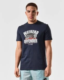 Weekend Offender Pyramid Graphic T-Shirt Navy -Weekend Offender PTSS2414 PYRAMID NAVY 4873 MODEL