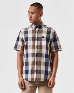 Weekend Offender Joyce Holiday Shirt Large House Check -Weekend Offender SHSS2403 JOYCE LARGE HOUSE CHECK 4459 MODEL