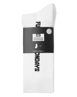 Weekend Offender FO Mondays Sports Socks White Pack Of 3 -Weekend Offender SOCKS PACK OF 3 FO MONDAYS WHITE