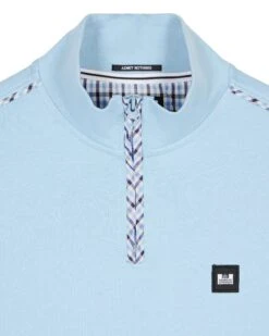 Weekend Offender Matisa Quarter Zip Sweatshirt Winter Sky/Blue House Check -Weekend Offender SWAW23 13 MATISA WINTER SKY BLUE CHECK 2703