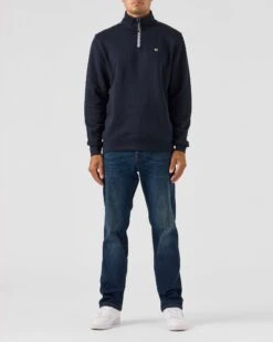 Weekend Offender Matisa Quarter Zip Sweatshirt Navy/Blue House Check -Weekend Offender SWAW2313 MATISA NAVY BLUE CHECK 0024