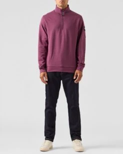 Weekend Offender Kraviz Quarter Zip Sweatshirt Deep Plum -Weekend Offender SWAW2314 KRAVIS DEEP PLUM 0378