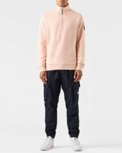 Weekend Offender Kraviz Quarter Zip Sweatshirt Peachy -Weekend Offender SWAW2314 KRAVIS PEACHY 0653 MODEL