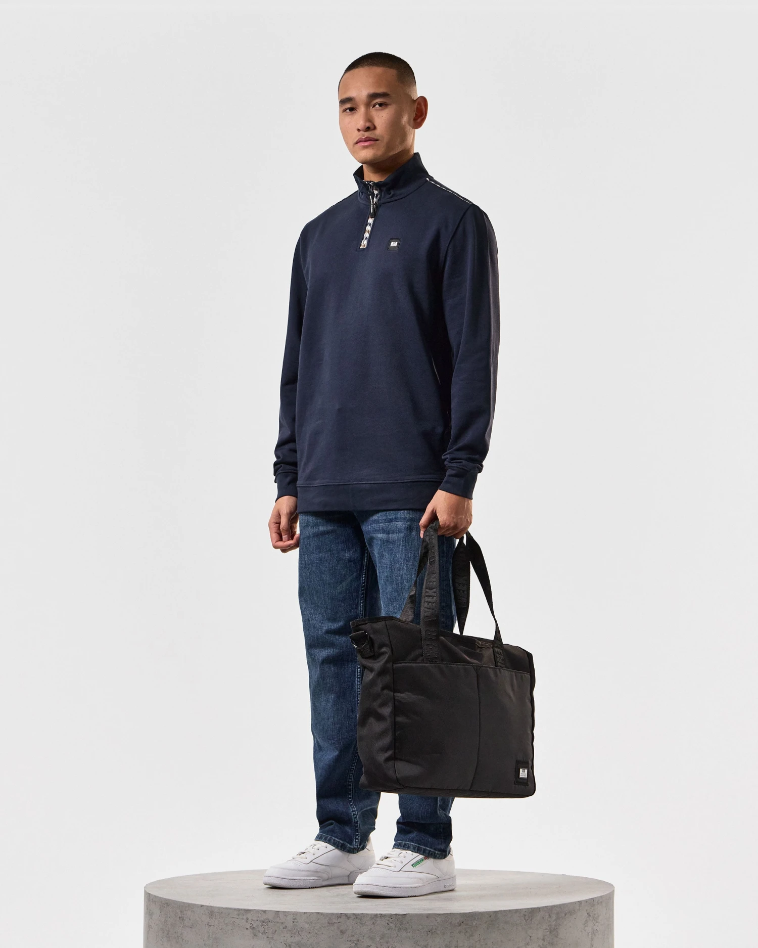 Weekend Offender Matisa Quarter Zip Sweatshirt Navy 2 Weekend Offender Matisa Quarter Zip Sweatshirt Navy - Image 2