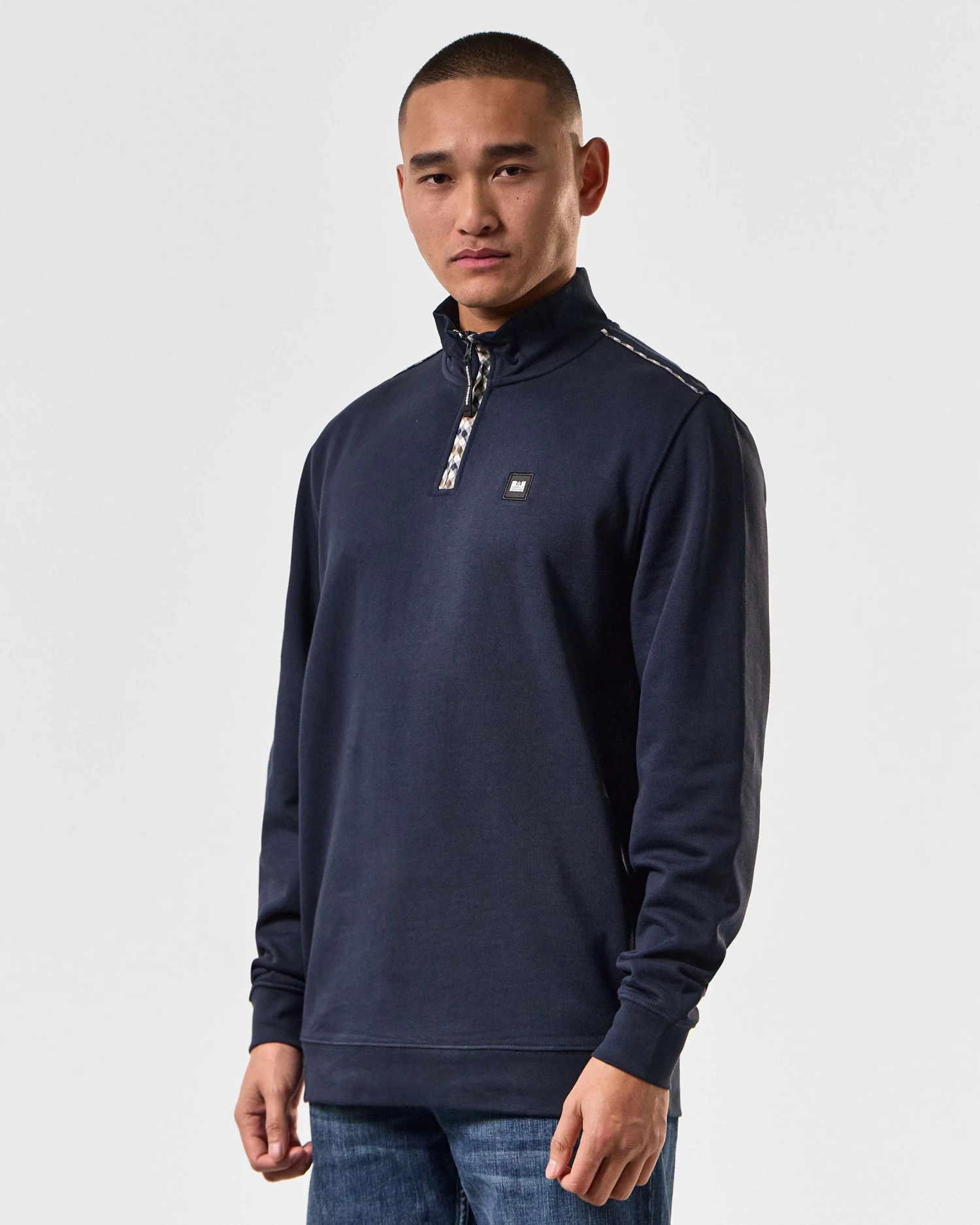 Weekend Offender Matisa Quarter Zip Sweatshirt Navy 3 Weekend Offender Matisa Quarter Zip Sweatshirt Navy - Image 3
