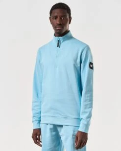 Weekend Offender Kraviz Quarter Zip Sweatshirt Saltwater Blue -Weekend Offender SWSS2411 KRAVIZ SALTWATER 6644